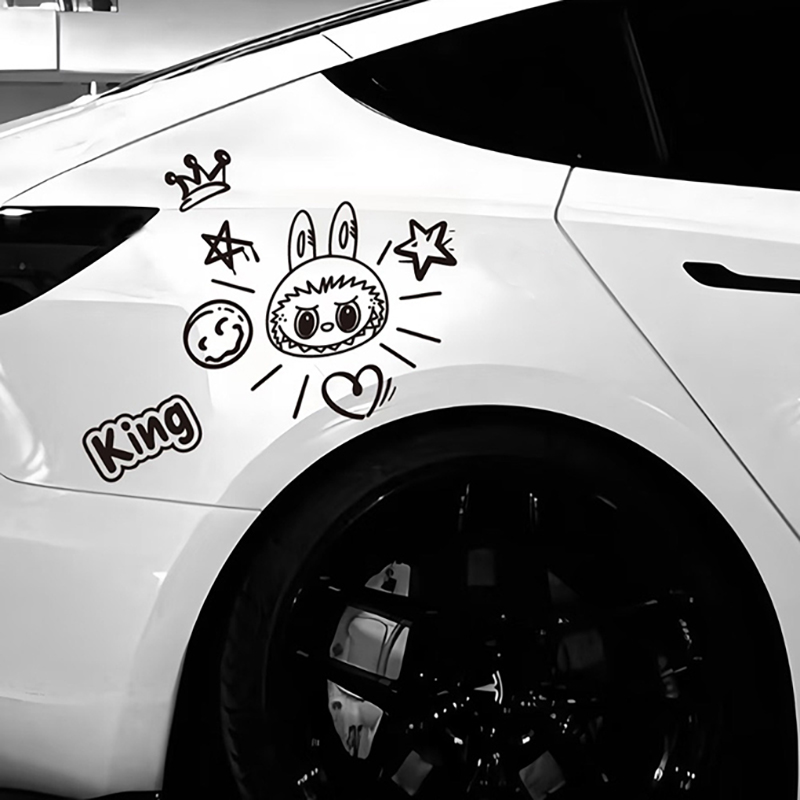 拉布布涂鸦卡通车贴车身装饰贴纸汽车三角窗玻璃贴纸防水防晒镂空
