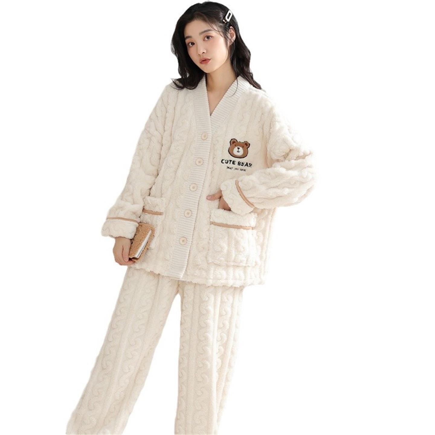 冬天睡衣加绒加厚可外穿