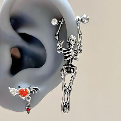 钛钢外螺旋耳钉个性暗黑风耳骨钉耳蜗钉炫酷潮耳轮钉耳环耳饰