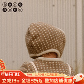 benebene羊毛针织保暖帽子冬季 新款 男女童护耳防风松软提花毛线帽