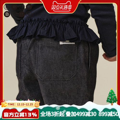 benebene秋冬新款儿童牛仔长裤