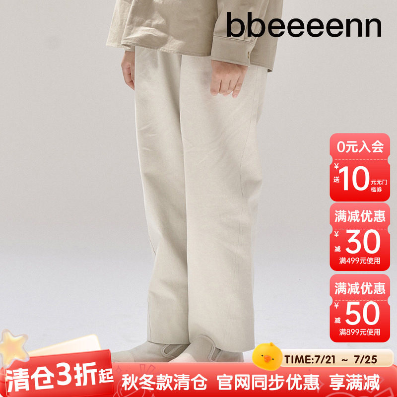 bbeeeenn纯棉休闲运动风长裤男女中大童秋冬透气显瘦学院风简约裤