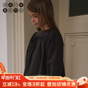 benebene韩国童装秋冬新款女童淑女英伦风连衣裙宝宝公主裙