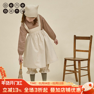 benebene灯芯绒背带连衣裙新生婴儿女孩秋冬款松紧腰半身中长裙子