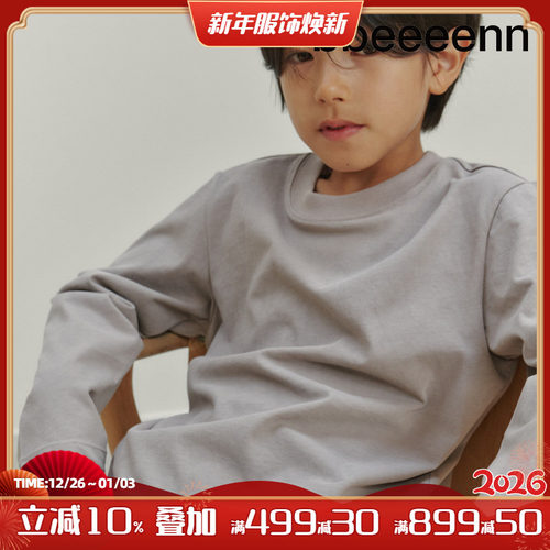 bbeeeenn圆领长袖T恤简约舒适