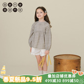 长袖 benebene复古纯棉印花衬衫 女童雪纺衫 新款 打底上衣衬衣女 春季