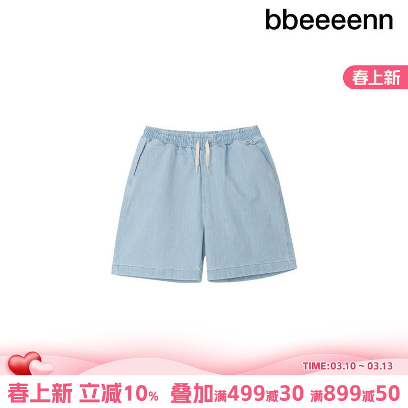 bbeeeenn夏季新款男女儿童水洗棉牛仔短裤中大童装休闲五分中裤子