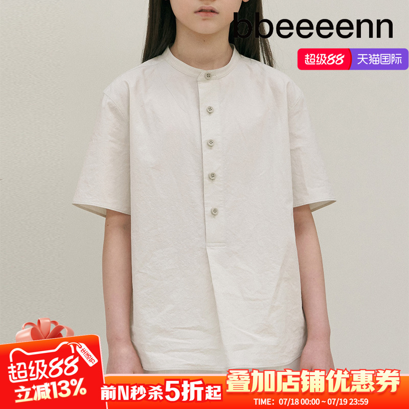 bbeeeenn纯棉夏季立领衬衣舒适