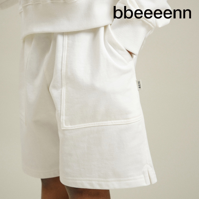 bbeeeenn针织运动纯色短裤春夏新款男女中大童休闲裤学院简约裤子