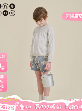 benebene纯棉针织提花设计感短裤男女儿童春夏新款时尚短三分裤子
