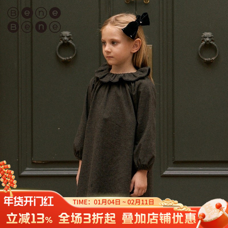 benebene韩国童装冬新款婴儿捏褶甜美A字裙女童长袖可爱连衣裙,童装/婴儿装/亲子装,连衣裙,淘宝优惠券,粉丝福利购,淘宝优惠卷