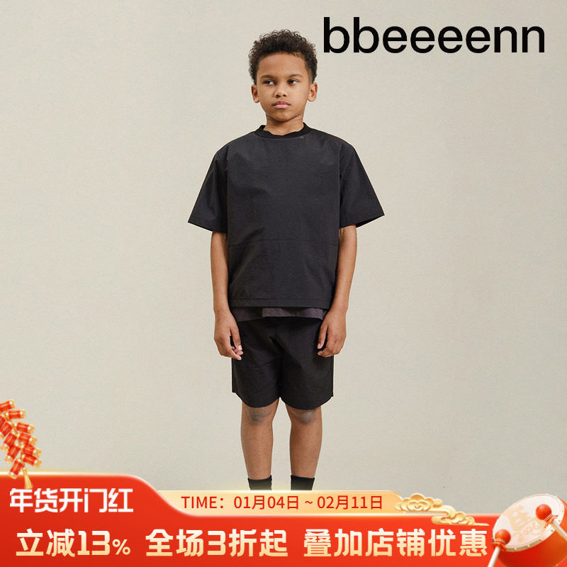 bbeeeenn科技面料凉感速干T恤夏季新男女儿童亲子设计感运动上衣