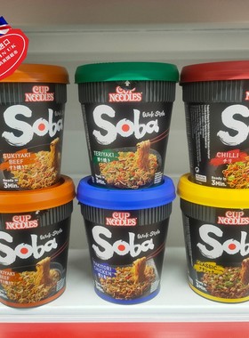 现货 英国Soba noodles日式速食方便面泡面杯照烧香辣拌面113g