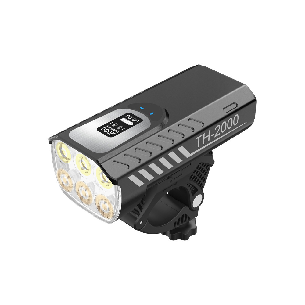 2023新款2000流明自行车灯6颗LED高亮骑行灯USB充电防水自行车灯