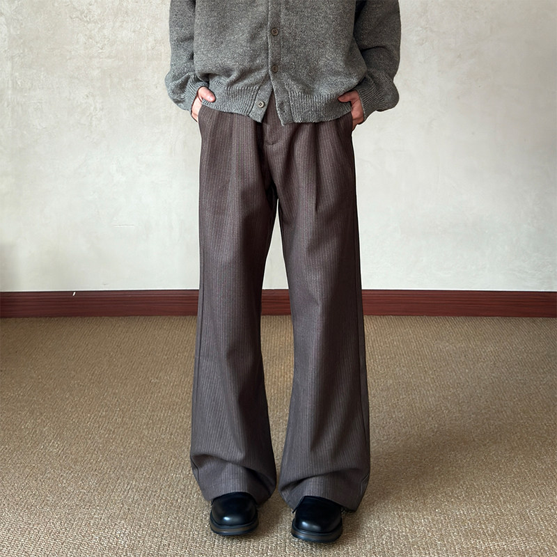 布老哥Blog老钱风"双打褶"廓形条纹西裤cleanfit百搭阔腿长裤K821,男装,西裤,淘宝优惠券,粉丝福利购,淘宝优惠卷
