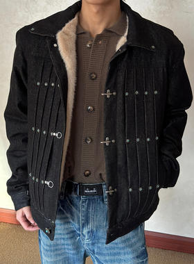 布老哥Blog复古保暖解构褶皱飞机扣棉服cleanfit绿松石棉衣冬W618