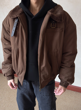布老哥Blog冬季美式复古翻领解构棉服cleanfit短宽保暖棉衣W576