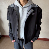 布老哥Blog美式 解构格纹拼接夹克棉服冬季 宽松通勤保暖棉衣W592