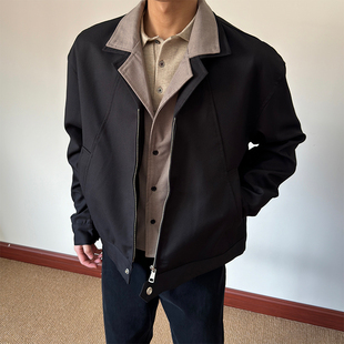 布老哥Blog复古高智风假两件翻领外套cleanfit宽松百搭夹克秋W567