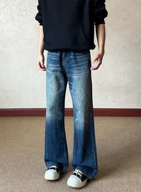 布老哥Blog美式复古水洗宽松直筒牛仔裤cleanfit通勤百搭长裤K813
