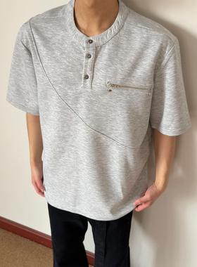 布老哥Blog小众设计感解构分割线T恤简约通勤cleanfit短袖夏D119