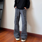 布老哥Blog美式 牛仔K707 直筒机能风长裤 复古多口袋微喇工装 裤