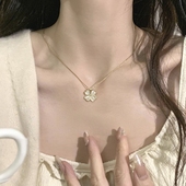 H50 A010 简约精致ins百搭锁骨链女 新款 猫眼石爱心四叶草项链