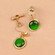 文艺复古时尚 港味无耳洞绿色猫眼石耳夹简约超仙精致百搭耳坠026