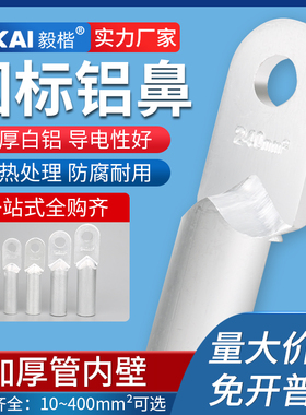 国标A级加厚铝鼻子DL16/35/70/95/120/185/240平方纯全吕接线端子