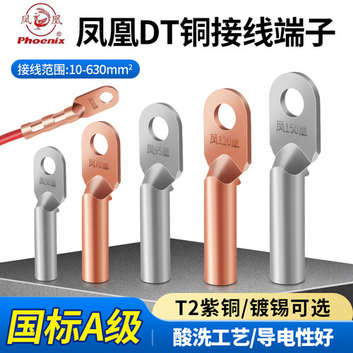 国标A级铜鼻子T2紫铜加厚铜线耳