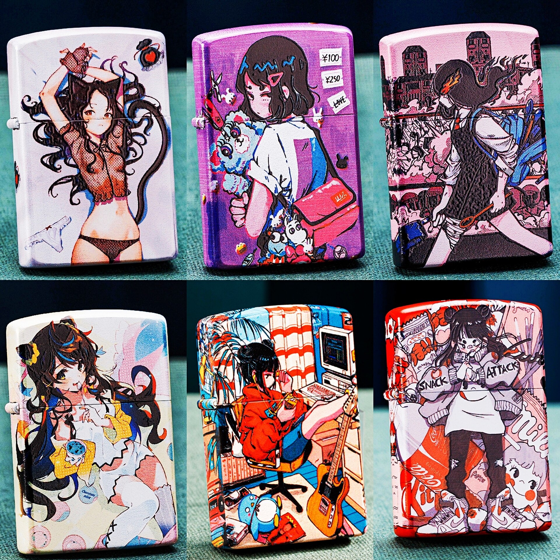 佐罗煤油打火机个性创意复古男士国潮彩漆防风麒麟少女可爱砂轮铜