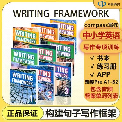 原版进口中小学英语写作专项训练指导技能书 writing framework for Sentence Paragraph Essay writing 句子段落短文写作框架教材