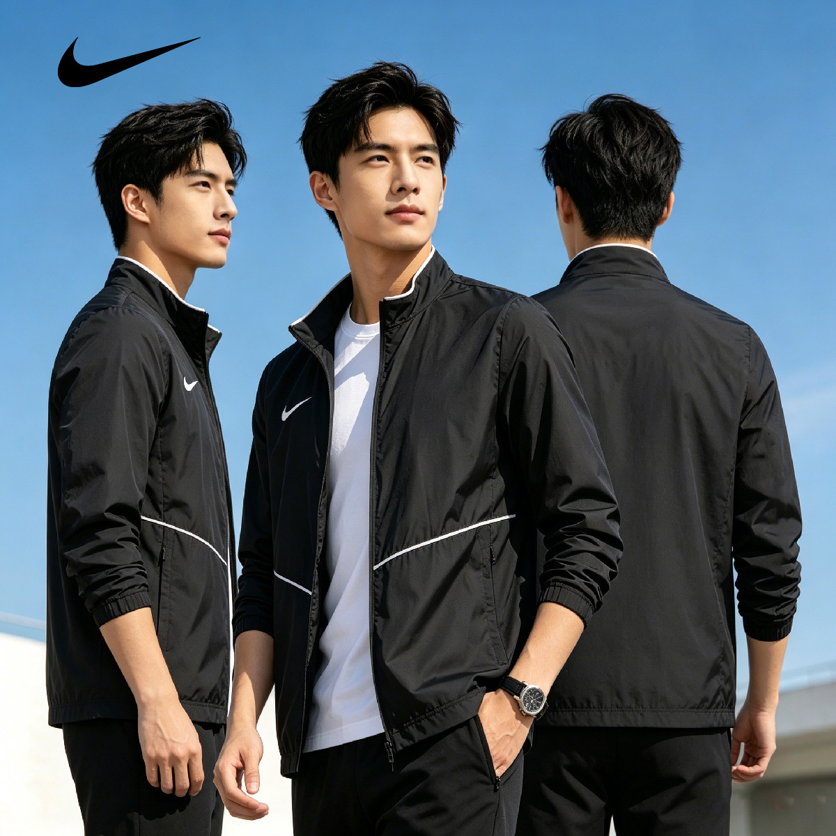 NIKE耐克外套春夏轻量梭织夹克男士运动休闲宽松立领开衫上衣正品