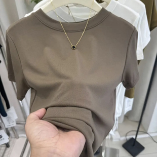 紫皇冠716短袖 2024新款 修身 顯瘦體恤圓領(lǐng)打底上衣 正肩女t恤夏季