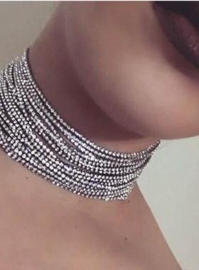 choker朋克风日本原宿水钻锁骨链