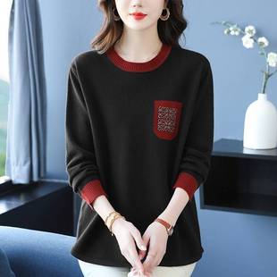 洋气针织衫 加大码 宽松遮肉显瘦上衣女 秋冬毛衣新款 胖妈妈休闲时尚