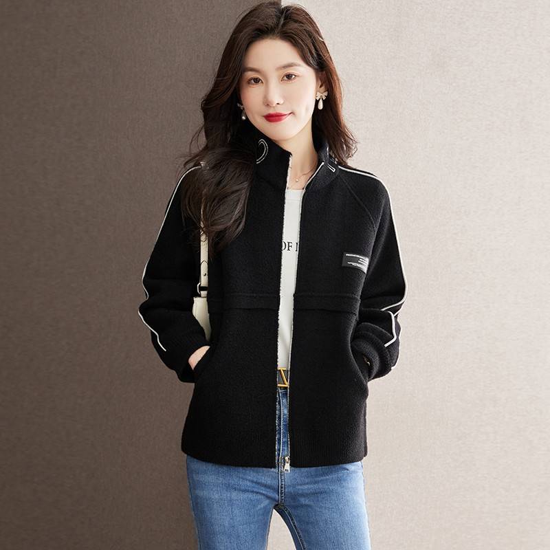 棒球服女春秋季2025年新款今年流行爆款女装羊毛针织开衫毛呢外套