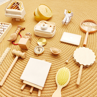 抓周道具一周岁布置用品全套婴儿生日仪式 摆件宝宝抓阄原木小物件