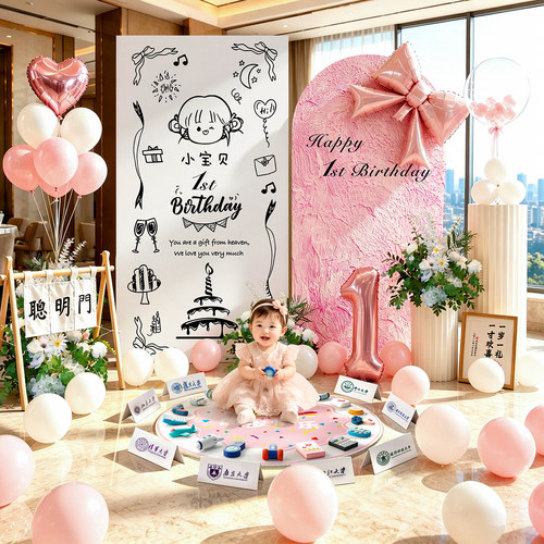 【当天发货】一周岁生日布置KT板