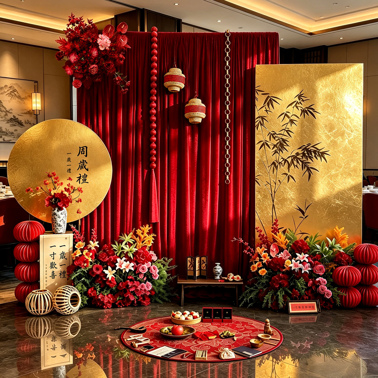 【当天发货】新中式布幔布置图片