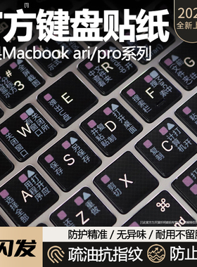 适用于macbookpro键盘膜快捷键贴纸airm4笔记本电脑2025款全覆盖键盘贴纸14寸M4 A3114韩语俄语繁体字贴Pro16