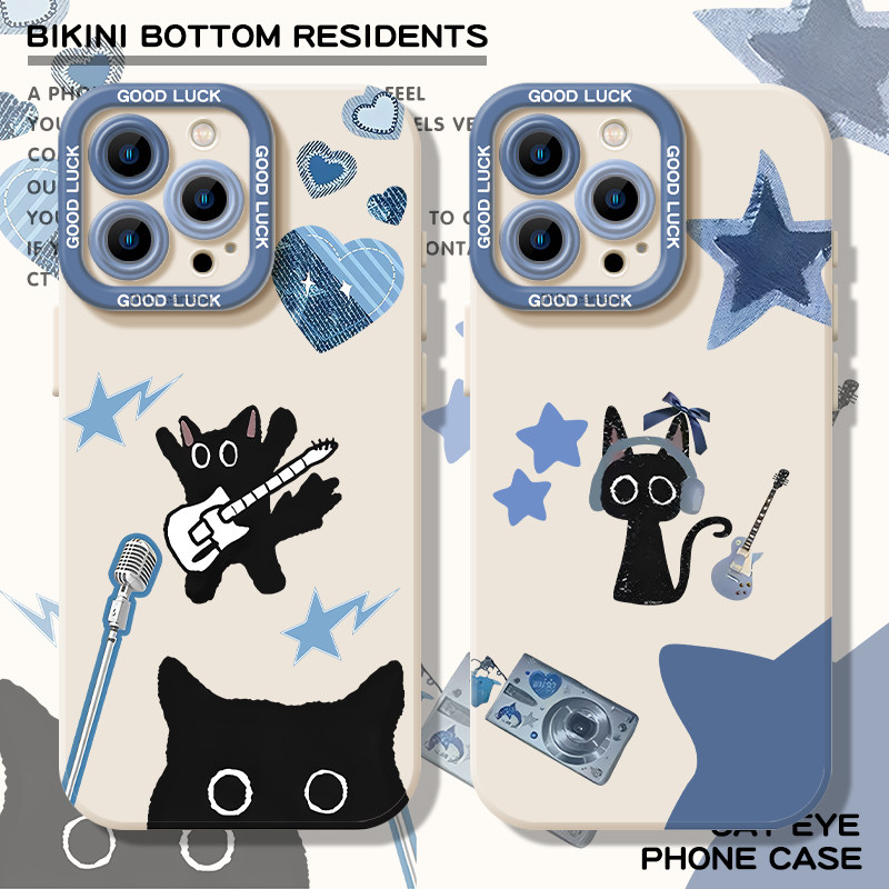 惊吓摇滚黑猫手机壳适用于苹果17情侣iPhone17promax超好看16新款15可爱11卡通14男女款13搞怪pro小众12韩系