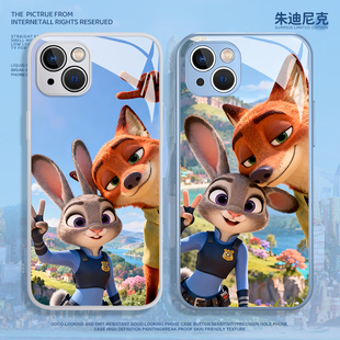 疯狂动物城2适用iphone17promax手机壳苹果16情侣15朱迪14mini狐尼克13动漫12可爱11plus玻璃x/xs/xr兔子8air