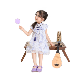 女童中式水墨画国风无袖连衣裙夏季2026年新款儿童洋气女宝宝裙子