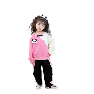 【伶仃澜澜】女童国风拼色卫衣套装秋季2026新款女宝宝两件套春秋