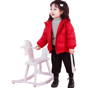 女童加厚短款羽绒服冬季2025新款儿童洋气女宝宝连帽保暖外套冬装