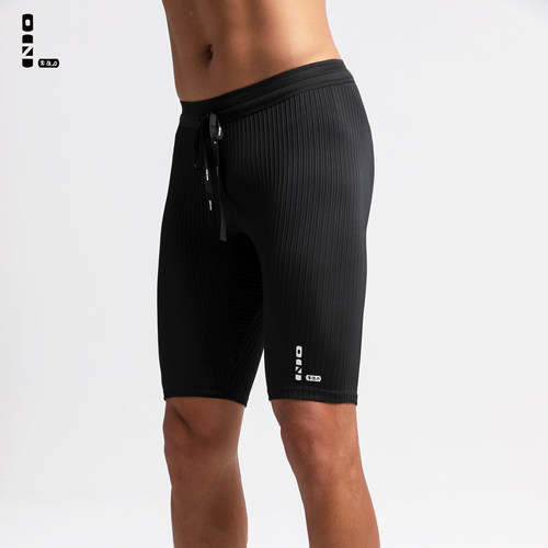 零阻力螺纹跑步压缩裤男女马拉松田径训练紧身裤半弹五分可放手机