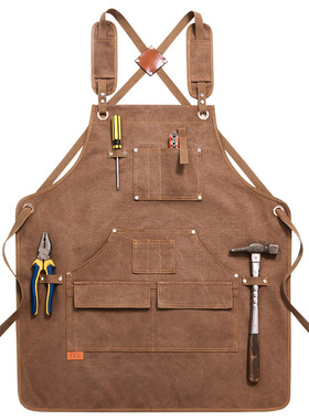 Durable Work Apron with Tool Pocket Bakery Cafe Canvas Apron