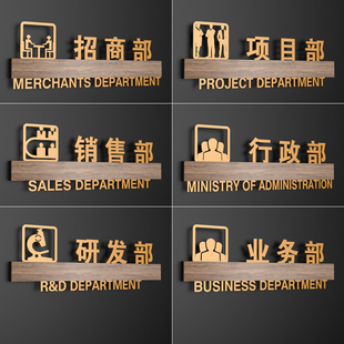 销售部项目行政部研发部业务部招商部办公室门牌定制指示牌立体亚克力部门科室牌高档创意门牌公司提示标识牌