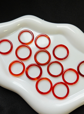 天然细款红玛瑙戒指女款转运戒指大红玉髓戒指男女食指戒尾戒